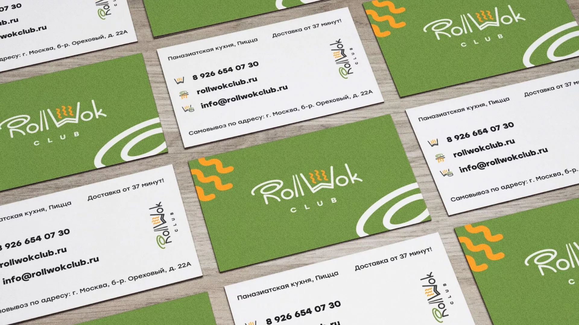 Разработка дизайна визиток суши-бара «Roll Wok Club» в Новоалтайске